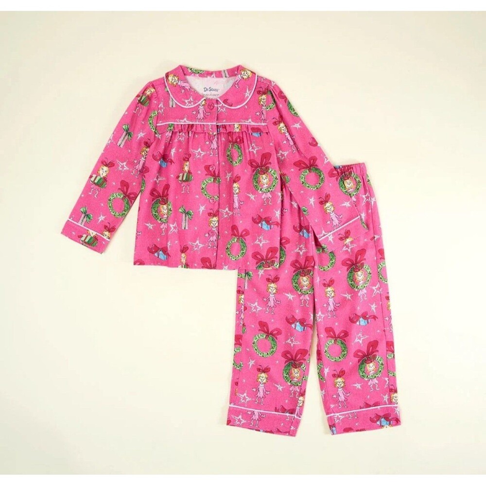 NWT Posh Peanut Dr. Seuss The Grinch Cindy Lou Who Flanelette Size 3T - 4T